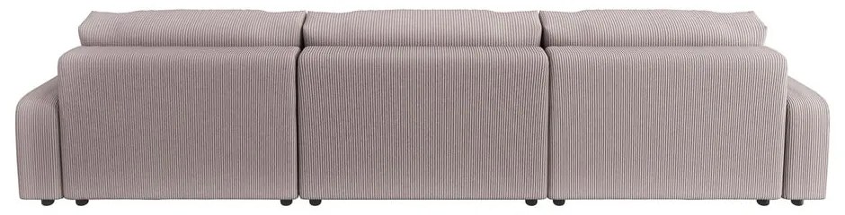 Világos rózsaszín kordbársony kinyitható tárolóhelyes sarokkanapé Sara – Ropez