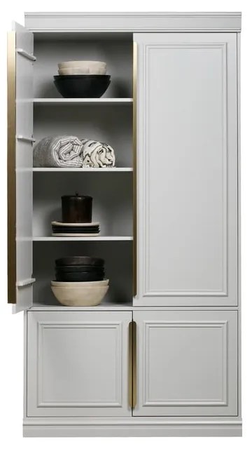 Világosszürke borovi fenyő ruhásszekrény klasszikus ajtóval 110x215 cm Organize – BePureHome