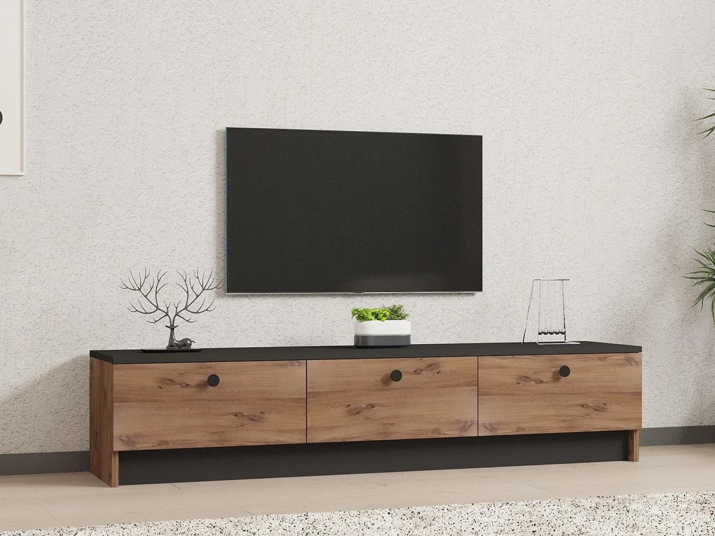 TV asztal/szekrény Vusato (fekete + zafír tölgy) . Akció -21%. 1095280