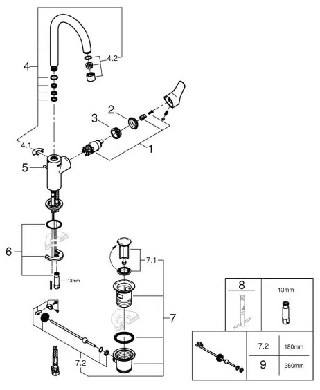 GROHE 242032432 - Mosdócsaptelep START 311 mm fekete
