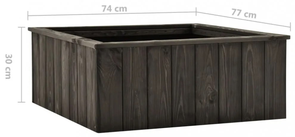 sötétszürke tömör fenyőfa magaságyás 74 x 77 x 30 cm