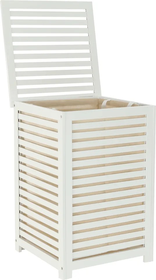 Szennyestartó kosár, lakkozott, banbusz/féher/bézs, BASKET