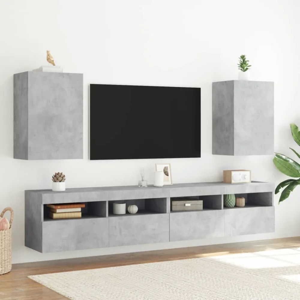 betonszürke szerelt fa fali TV-szekrény 40,5 x 30 x 60 cm