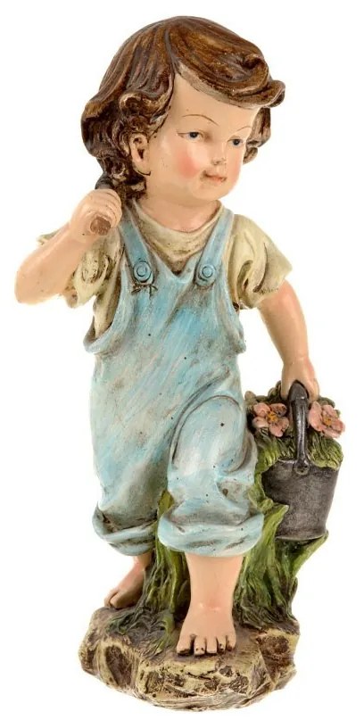 Fiú kosárral kerti szobor, 30 cm