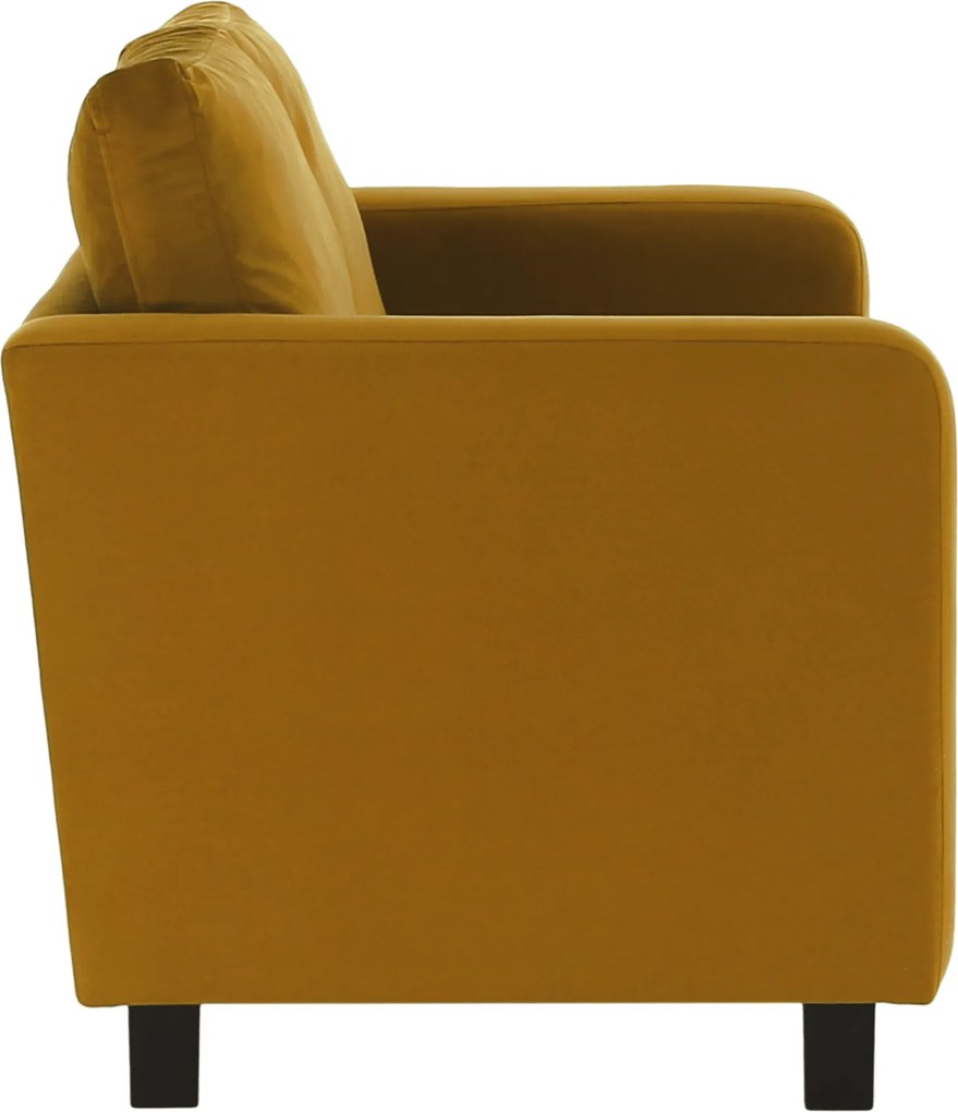 Teljesen kárpitozott heverő, mustár színű szövet, LUANA