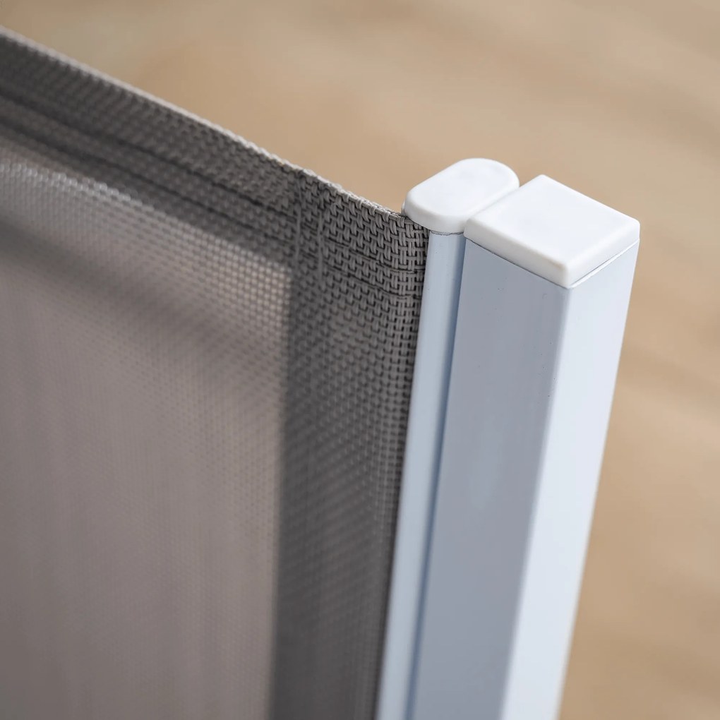 Kerti rakásolható szék, fehér acél/világosszürke, DORIO