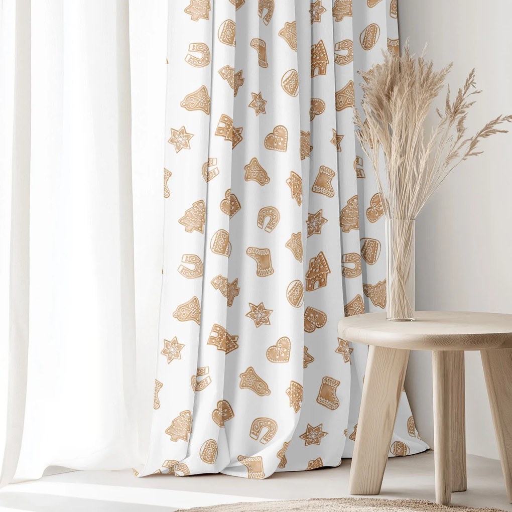 Goldea karácsonyi dekoratív drapéria - mézeskalácsok 240x150 cm