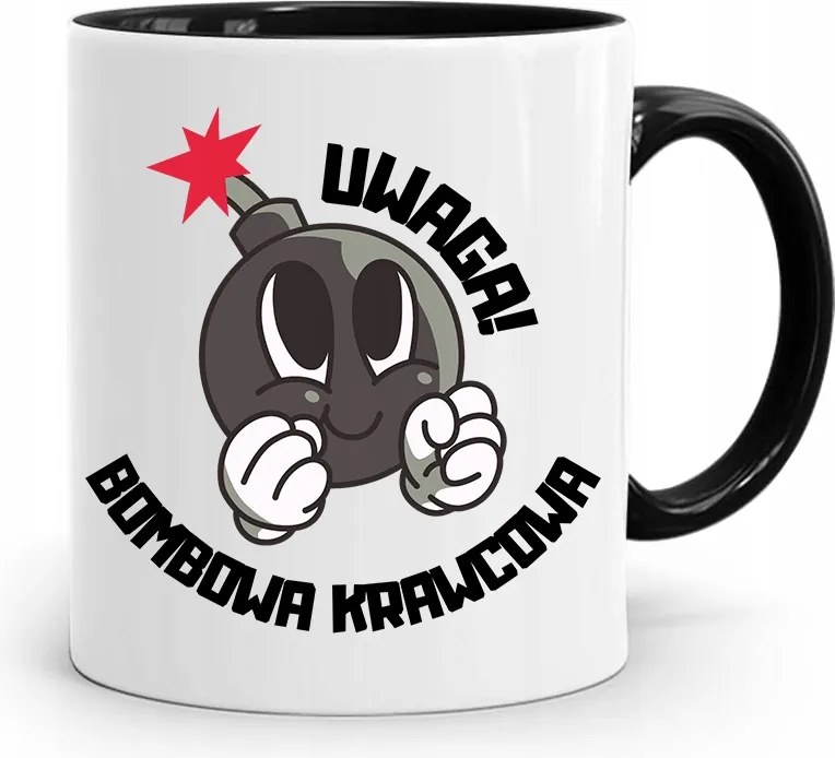 Fekete Bögre Varrónőnek Figyelem! Bomba Varrónő fényképes nyomtatással