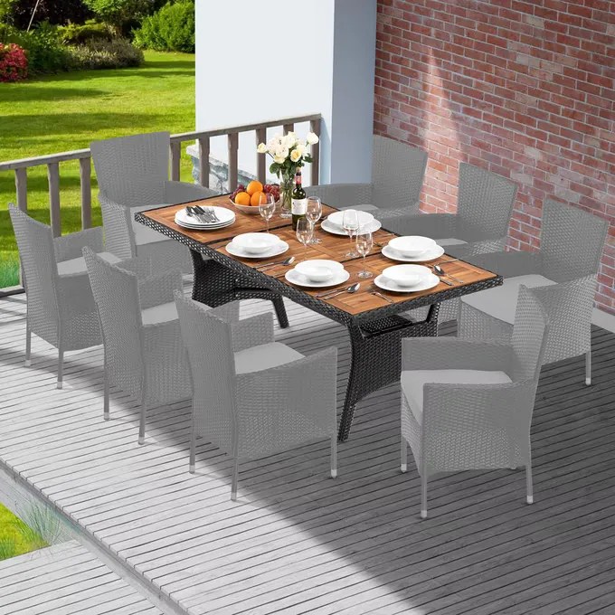 Deuba Takeo rattan asztal 190x90x74 cm - fekete/agát