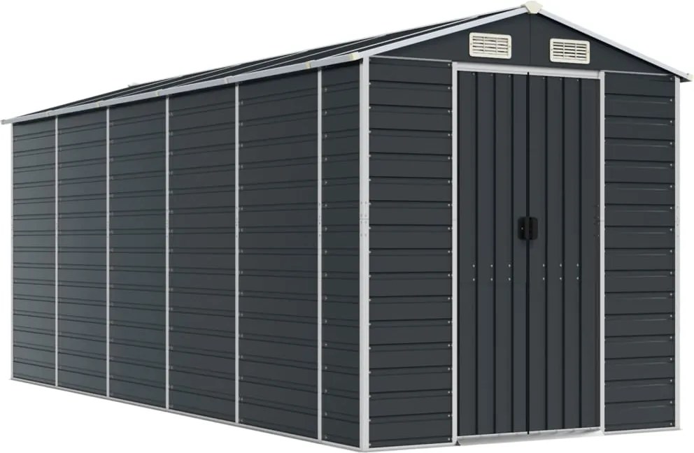vidaXL antracitszürke horganyzott acél kerti fészer 191 x 470 x 198 cm