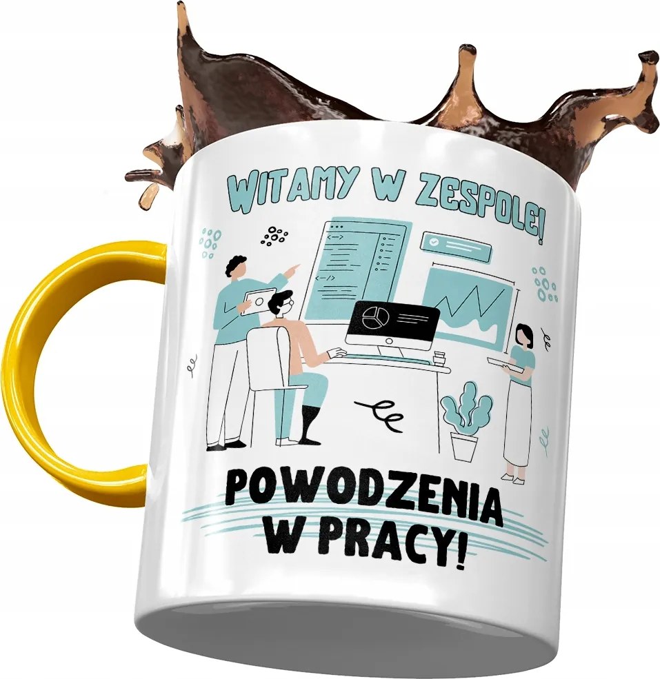 Sárga üdvözlő bögre Munkahelyi üdvözlő bögre fényképes nyomtatással