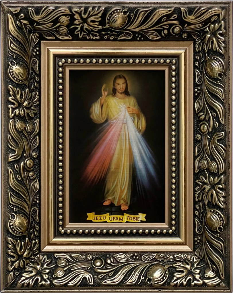 Vászonkép 25x20 Jézus Krisztus Jézus Bízom Benned Arany Díszített Fa Keret