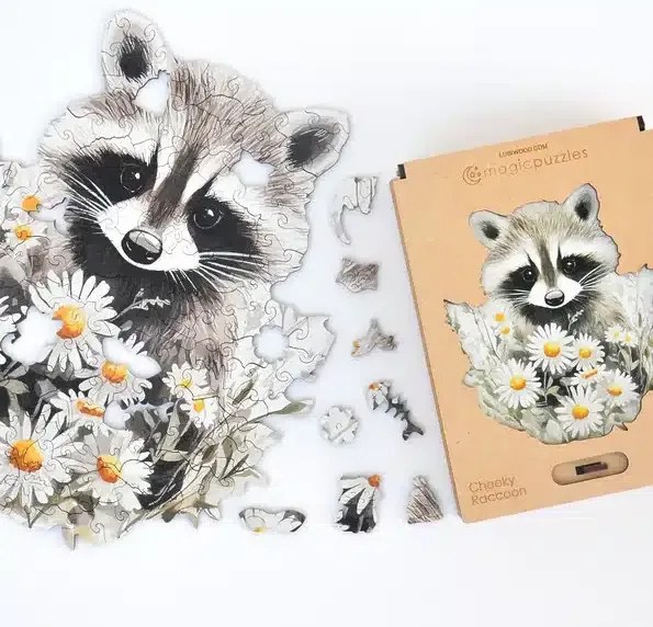 Huncut mosómedve fa puzzle