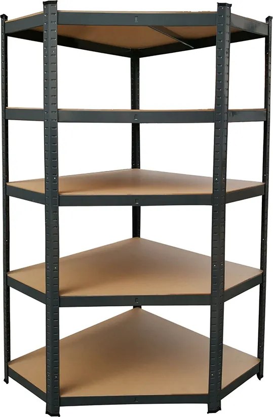 Nagy teherbírású sarokpolc 180x70x40-40 cm 175 kg fekete