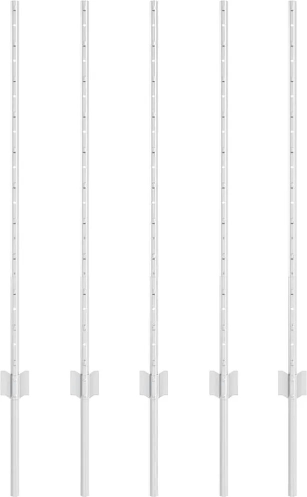 vidaXL Kerítésoszlop 5 pcs Ezüst 100 cm Acél