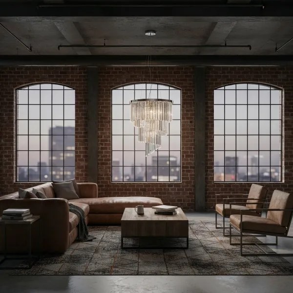 Ideal Lux - Kristály csillár zsinóron CARLTON 12xE14/40W/230V átm. 50 cm króm