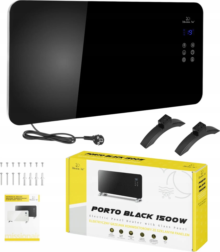 elektromos konvektor Üveg Panel energiatakarékos 1500W WiFi