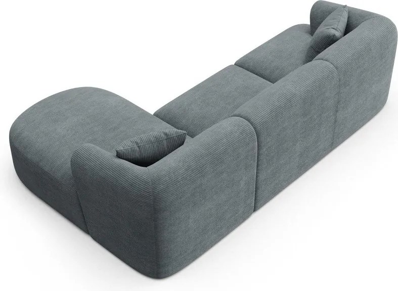 Sötétszürke kordbársony sarokkanapé (jobb oldali-heverő résszel) Campi – Cosmopolitan Design