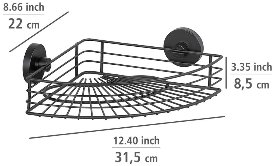 Vacuum-Loc® Bari fekete fürdőszobai sarokpolc - Wenko