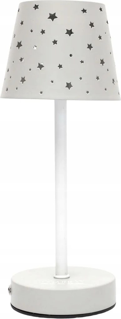Asztali Lámpa fehér, Áttört Csillagokkal, tölthető