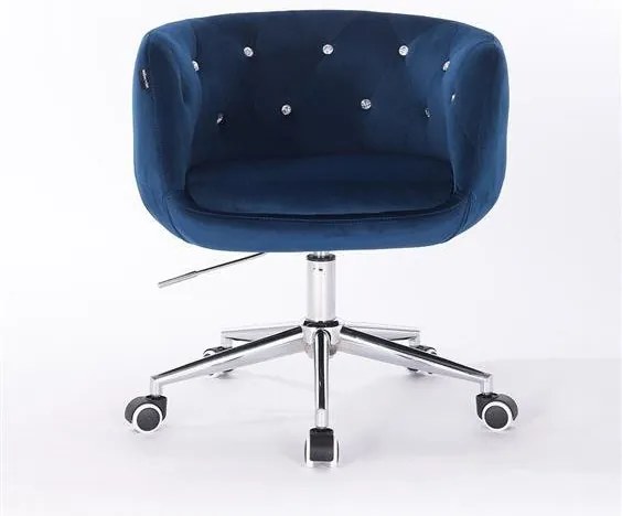 HR333K Tengerkék velur modern szék krómozott lábbal