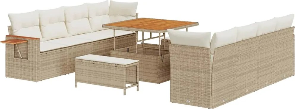 vidaXL Kerti Kanapé Szett párnával 11 pcs Beige és krém