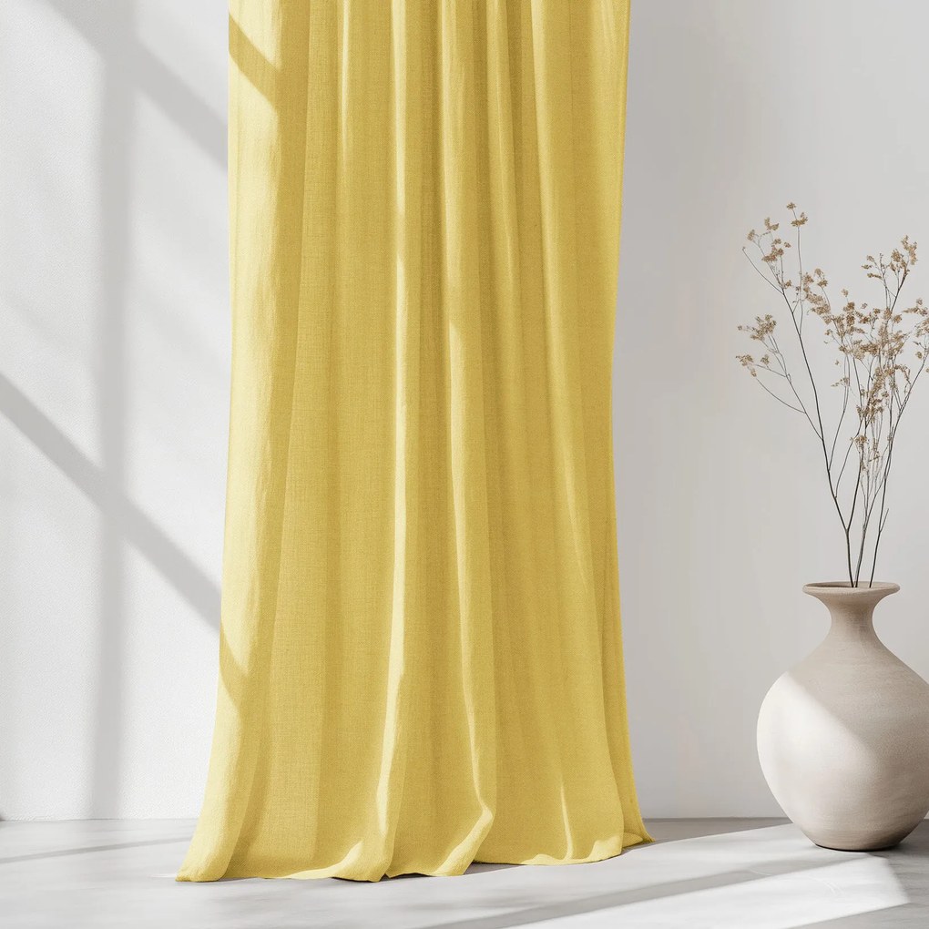 Goldea lenvászon keveréket tartalmazó drapéria - sárga 140x145 cm