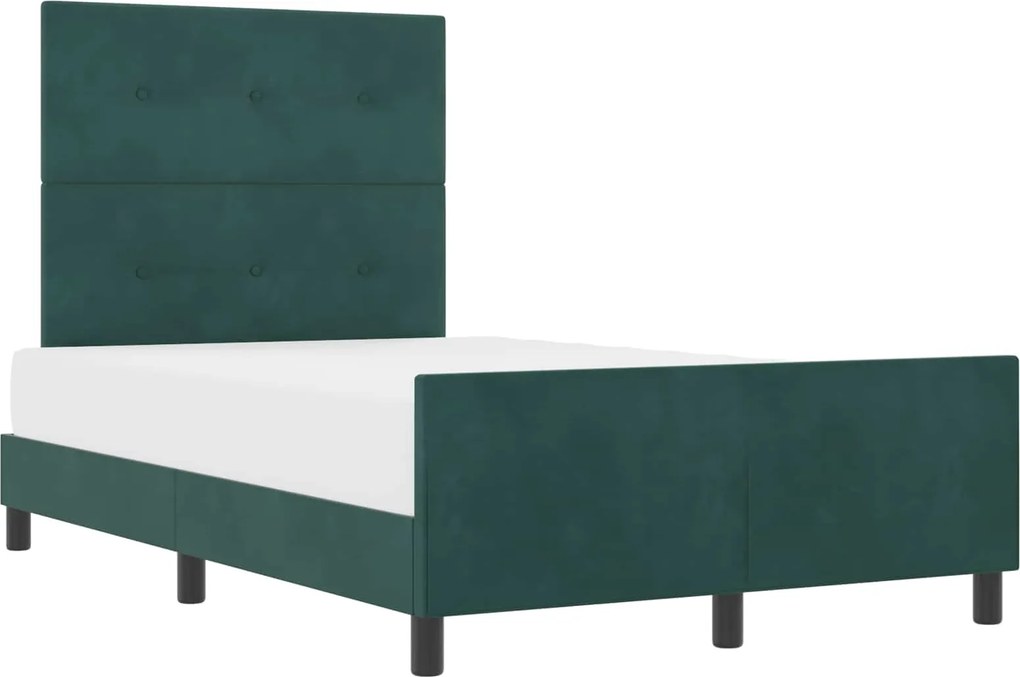 vidaXL Boxrugós ágy fejtámlával Sötétzöld 120 x 200 cm Bársony