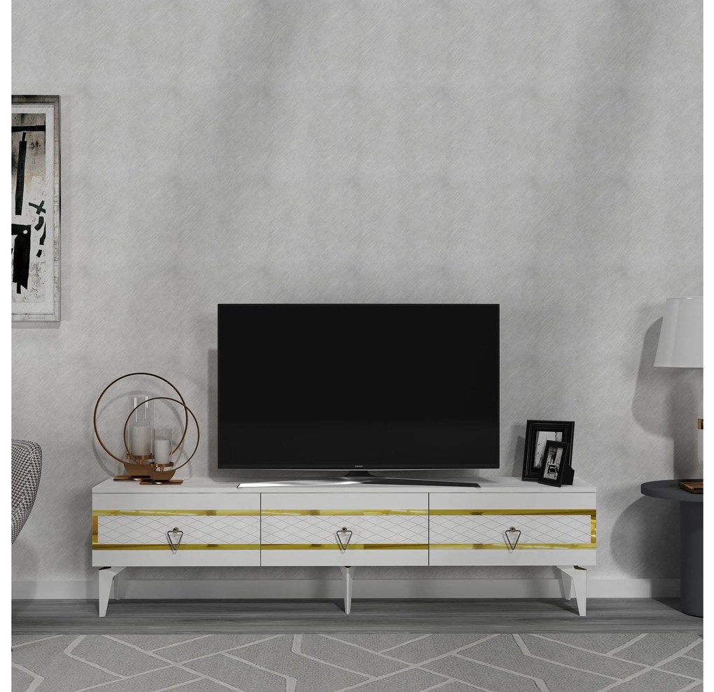 TV asztal/szekrény Vadiki 2 (fehér + arany) . 1095403