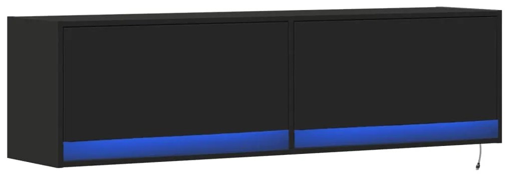 fekete fali TV-szekrény LED-világítással 140 x 31 x 38 cm