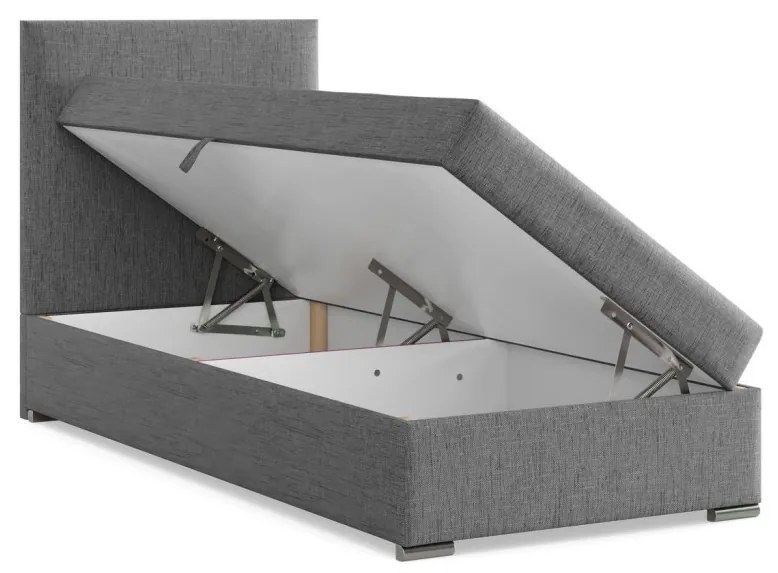 Agen egyszemélyes ágy, szövet, ágyneműtartóval, szürke