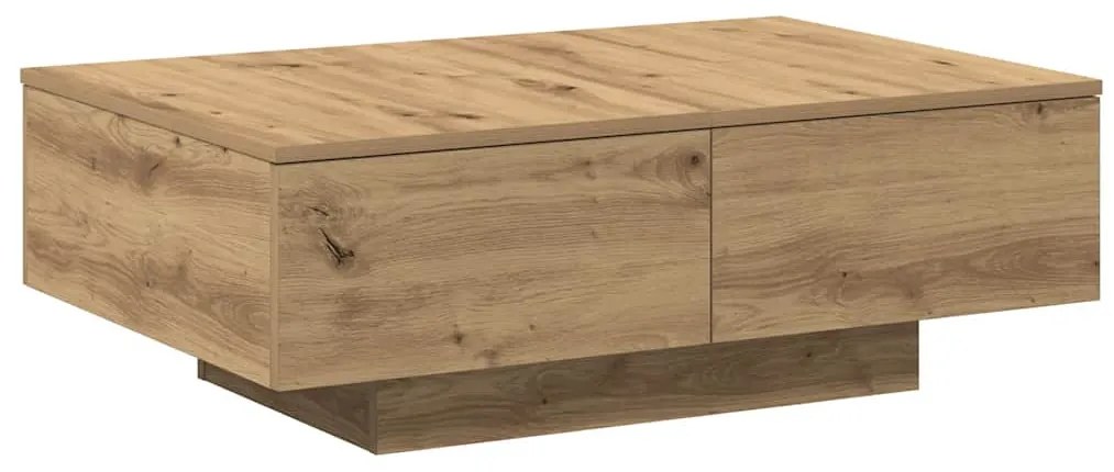 kézműves tölgy színű szerelt fa dohányzóasztal 90 x 60 x 31 cm
