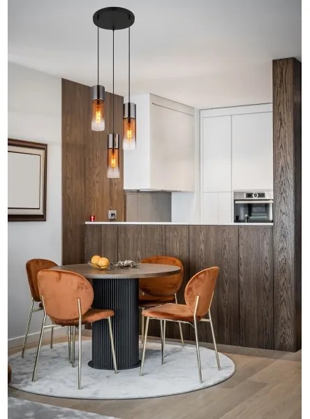 Globo 21000-3HG - Csillár zsinóron ANNIKA 3xE27/25W/230V fekete/réz