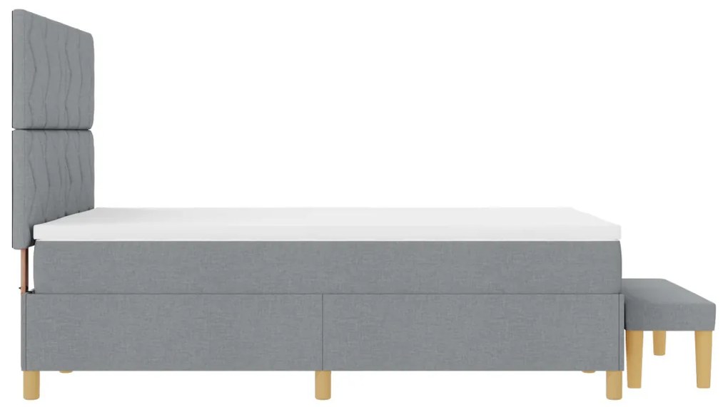 Box Spring Ágy Matracral és Padlóval Világosszürke 140x200 cm Szövet