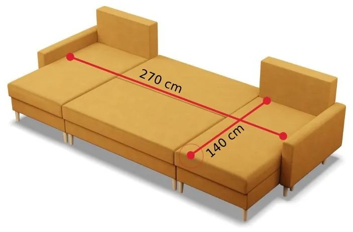 FLANK U ágyazható sarok ülőgarnitúra, 294x92x140, Kronos 09