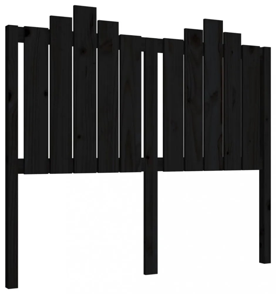 fekete tömör fenyőfa ágyfejtámla 126x4x110 cm
