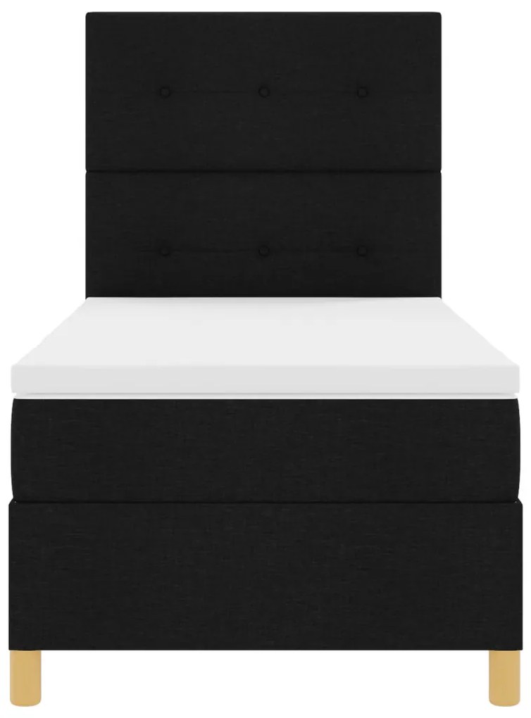 Box Spring Ágy matraccal Fekete Egyszemélyes Szövet