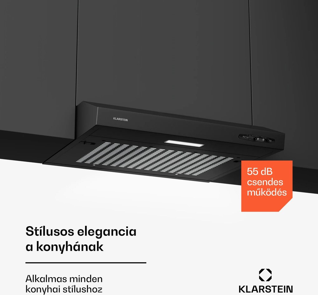 Klarstein UW60BL páraelszívó 60 cm szekrény alá szerelhető LED 208 m³/h