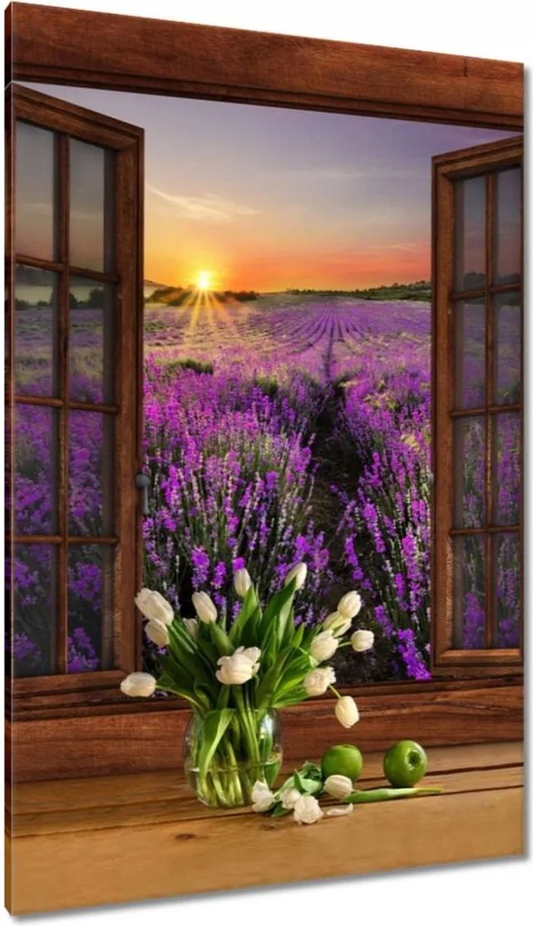 Vászonkép 80x120 Kilátás az ablakból a levendulára