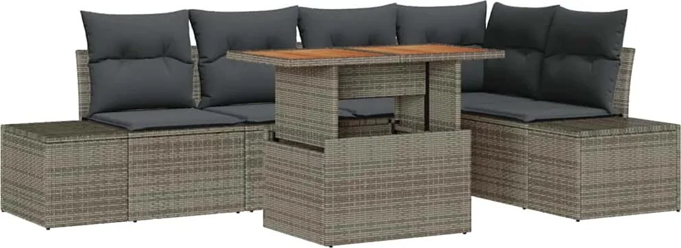vidaXL Kerti Kanapé Szett tárolóval 6 pcs Szürke Poli rattan