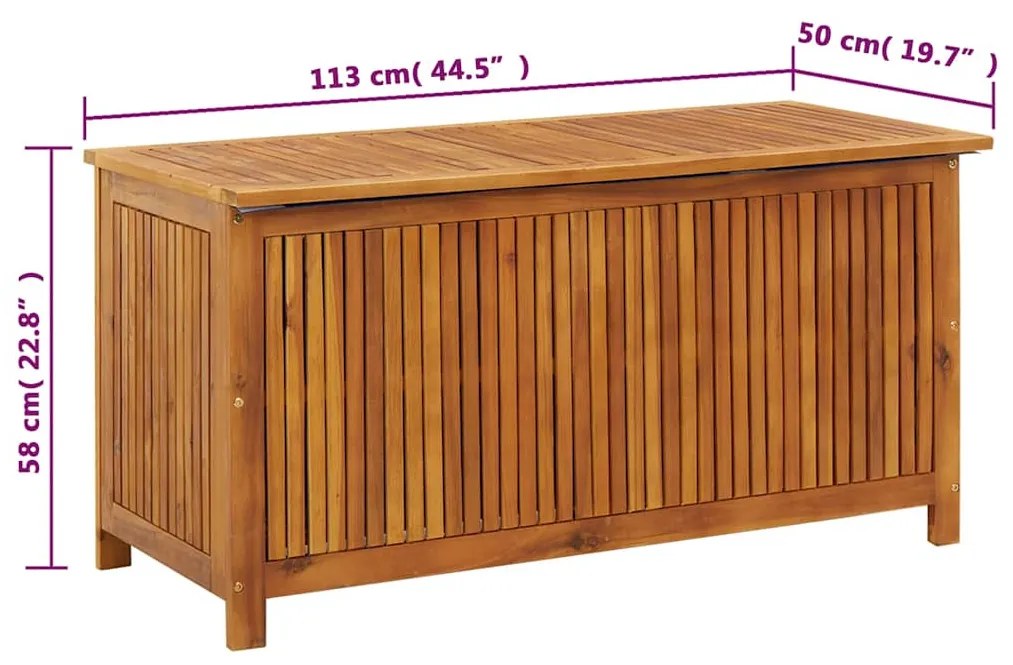 tömör akácfa kerti tárolóláda 113 x 50 x 58 cm