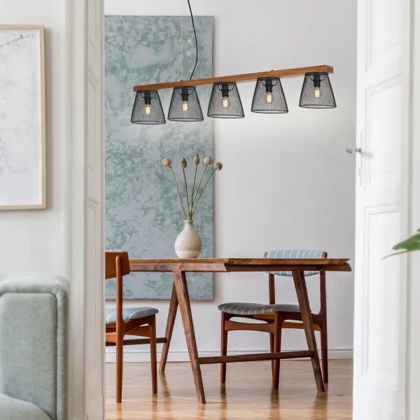 Briloner 4077-055 - Kábeles függőlámpa WOOD & STYLE 5xE14/25W/230V