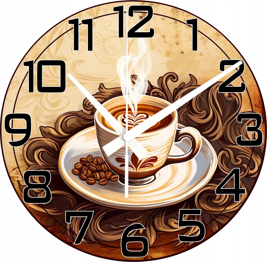 Dekoratív óra Kávé Retro Look Gyönyörű Ajándék Nagy Óra 45 cm