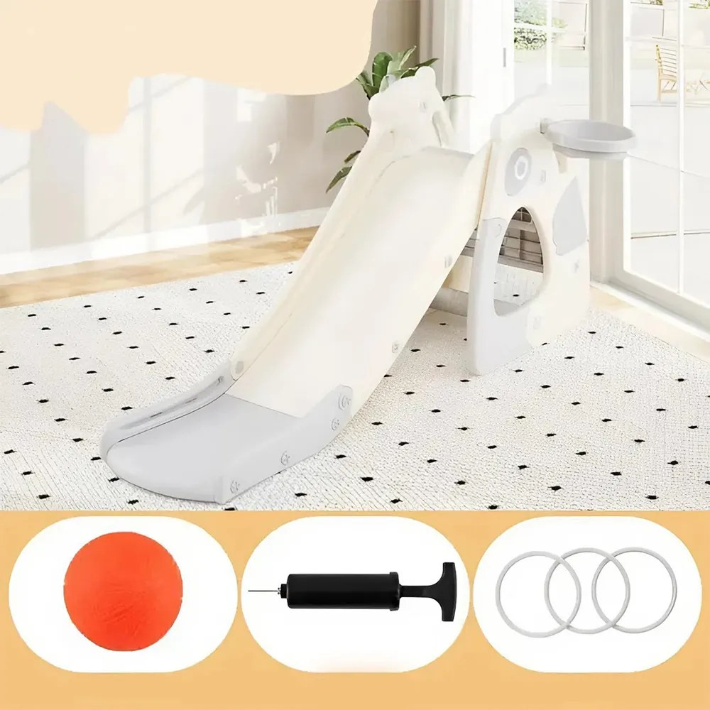 Összecsukható csúszda kosárpalánkkal, gyűrűdobálóval