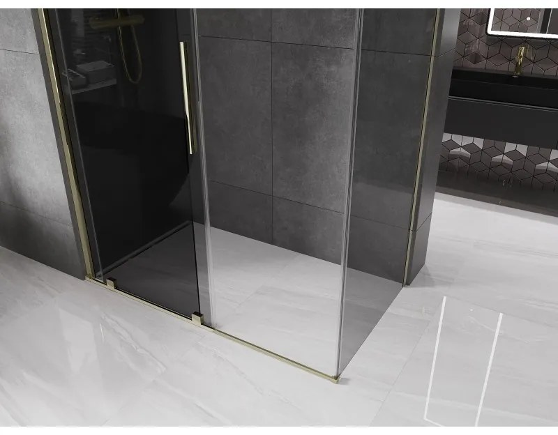 Mexen Velar, zuhanykabin tolóajtóval 150 x 70 cm, 8mm szürke üveg, arany fényes, 871-150-070-41-50