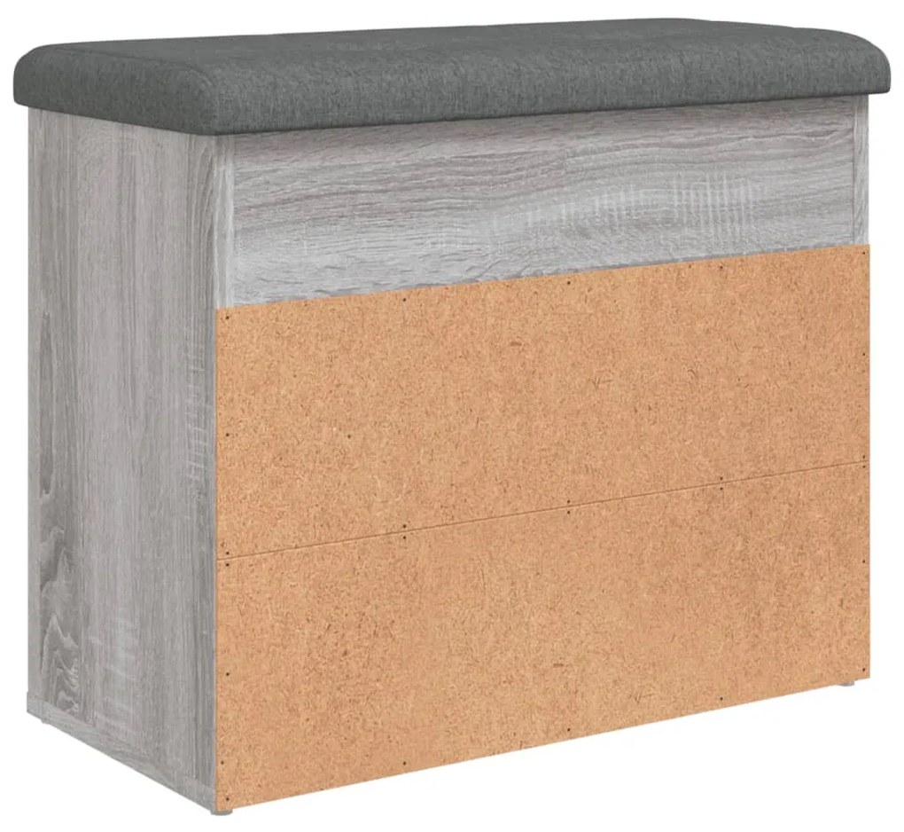 szürke sonoma színű szerelt fa cipőtároló pad 62 x 32 x 50 cm
