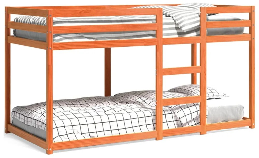 viaszbarna tömör fenyőfa emeletes ágy 90x200 cm