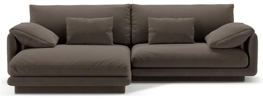 Barna bársony sarokkanapé (bal oldali-heverő résszel) Torino – Micadoni