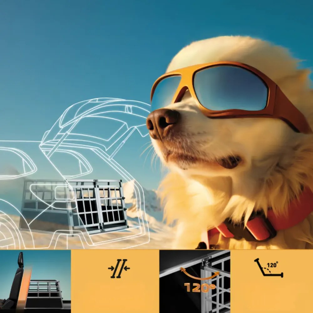 BRUNO kutyaszállító box, 89x70x51cm, ezüst/fekete Cadoca