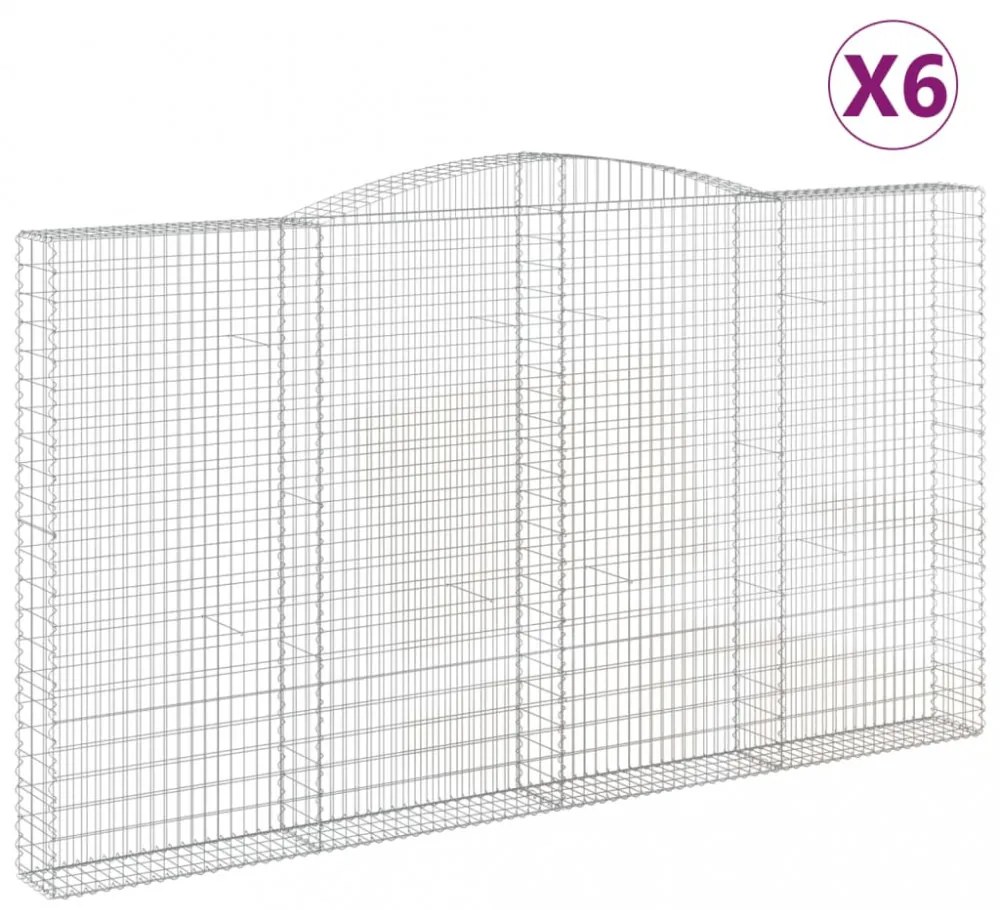 6 db íves horganyzott vas gabion kosár 400x30x220/240 cm